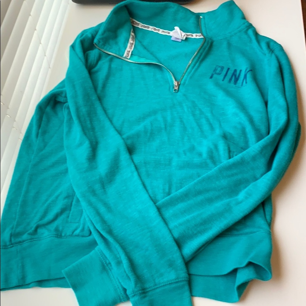 PINK Victoria Secret Quarter Zip Teal